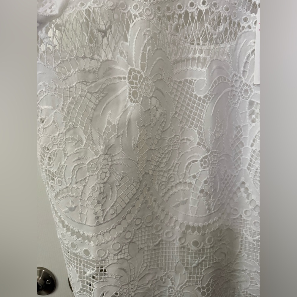 Lilly Pulitzer Women's Size 8 Palms In Paradise White Eyelet / Lace Top Boho NWT - Picture 3 of 6